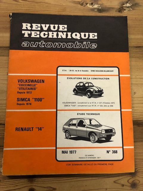 RTA 368, Volkswagen Coccinelle, Simca 1100, Renault 14