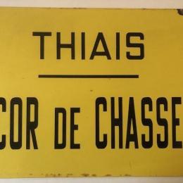 Oud emaille bord Thiais Cor de Chasse